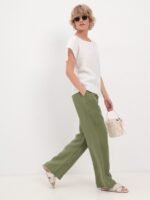 Pure linen blouse with dropped sleeves