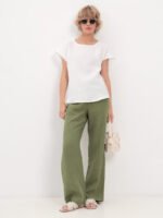 Pure linen blouse with dropped sleeves