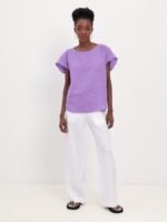 Pure linen blouse with dropped sleeves