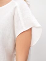 Pure linen blouse with dropped sleeves