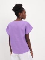 Pure linen blouse with dropped sleeves