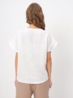 Pure linen blouse with dropped sleeves