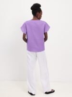 Pure linen blouse with dropped sleeves