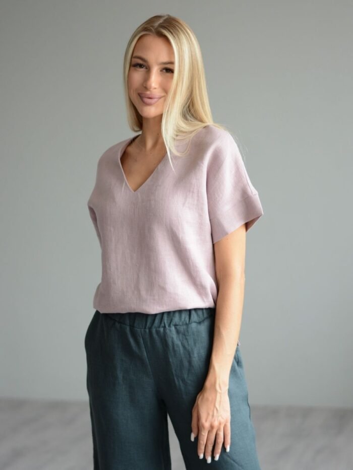 Lininė palaidinė V iškirptė