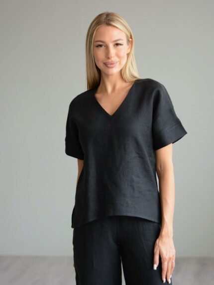 Lininė palaidinė V iškirptė