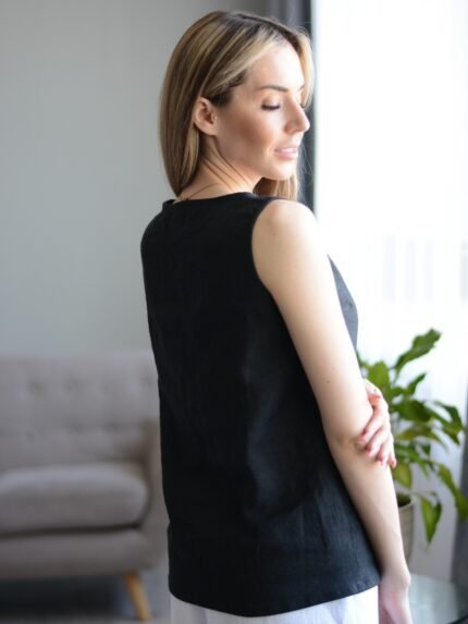 Lininė palaidinė be rankovių