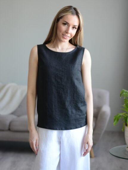 Lininė palaidinė be rankovių