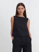 Lininė trumpa palaidinė be rankovių