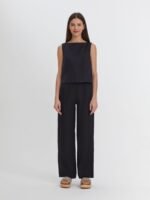 Lininė trumpa palaidinė be rankovių