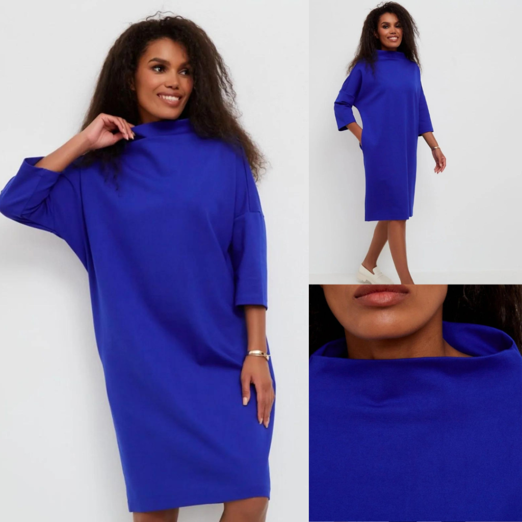 moteriska suknele su paaukstintu kaklu