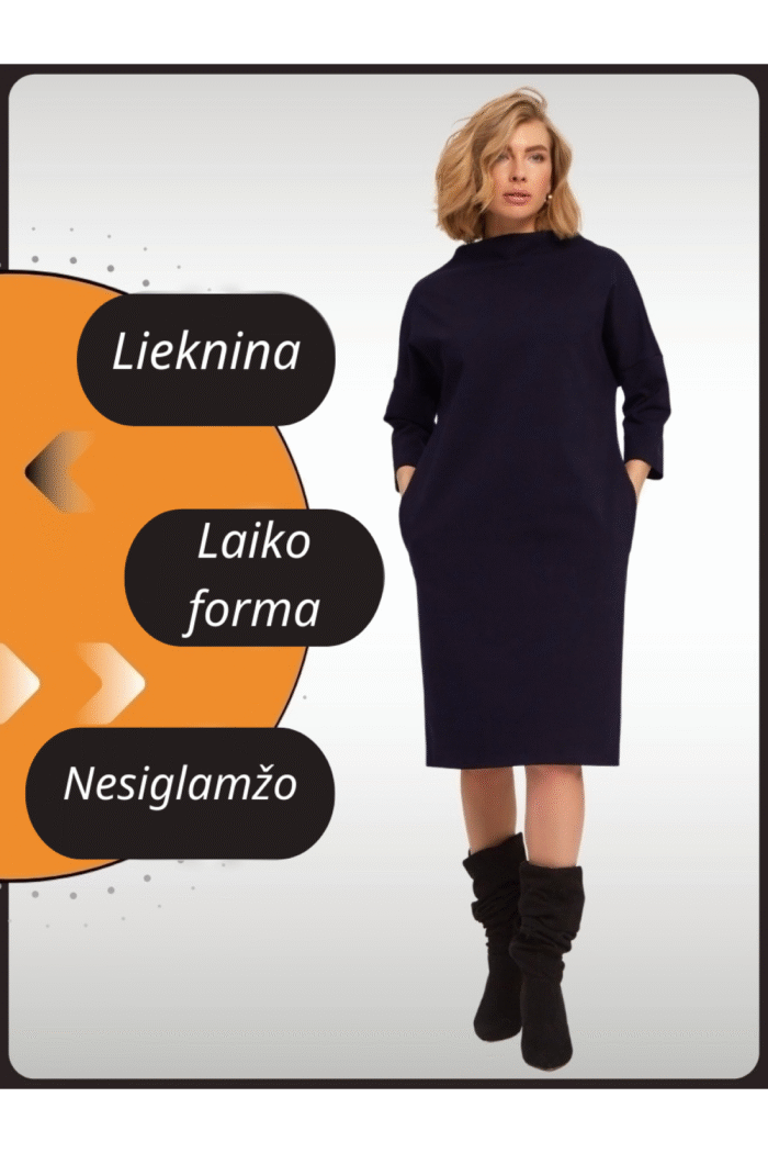 E05 SUKNELĖ SU PAAUKŠTINTU KAKLU - Image 2