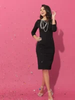 Suknelė 0068 3/4 rankovėmis laivelio formos iškirptė - Image 4