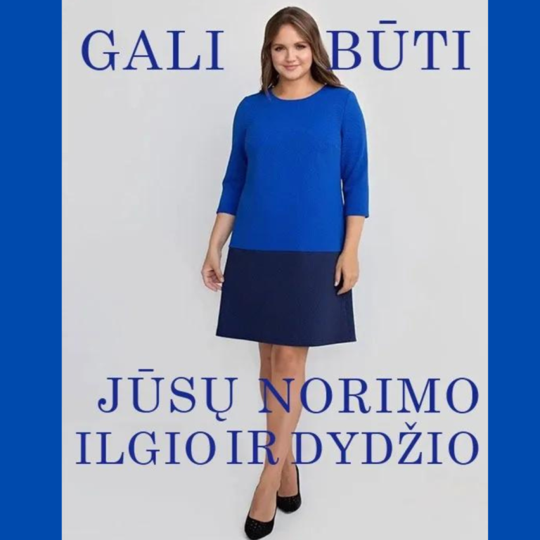 Suknelė "ALI" rugiagėlių spalvos su tamsiai mėlyna juosta - Image 1