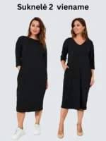 Suknelė "E05" nuleistomis rankovėmis laisvesnio tipo Dvipusė - Image 2