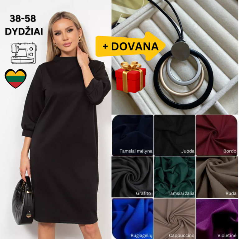 0068 SU PAAUKŠTINTU KAKLU RAUKTOMIS RANKOVĖMIS IR MANKIETUKAIS + Dovana - Image 1