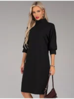 0068 SUKNELĖ SU KAKLU RAUKTOMIS RANKOVĖMIS IR MANKIETUKAIS - Image 3