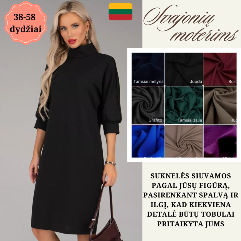 0068 SUKNELĖ SU PAAUKŠTINTU KAKLU RAUKTOMIS RANKOVĖMIS IR MANKIETUKAIS - Image 1