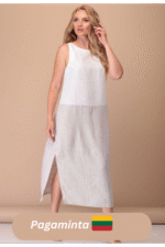 Lininė suknelė moterims dviejų spalvų su skeltuku Sandy - Image 3