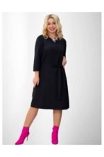 E05 suknelė su dirželiu 3/4 rankovėmis - Image 5