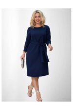 E05 suknelė su dirželiu 3/4 rankovėmis - Image 6